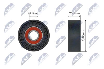 Tensioner Pulley, V-ribbed belt NTY RNK-CT-061