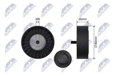 Tensioner Pulley, V-ribbed belt NTY RNK-CT-063