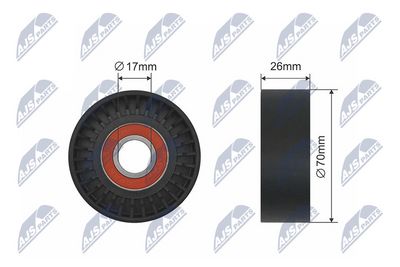 Tensioner Pulley, V-ribbed belt NTY RNK-DW-000