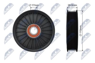 Deflection/Guide Pulley, V-ribbed belt NTY RNK-DW-008