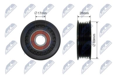 Tensioner Pulley, V-belt NTY RNK-DW-012