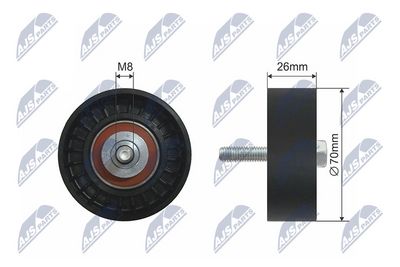 Deflection/Guide Pulley, V-ribbed belt NTY RNK-FR-004