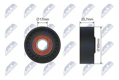 Tensioner Pulley, V-ribbed belt NTY RNK-FR-011