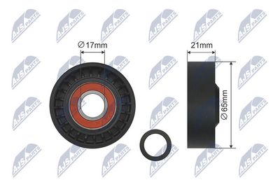 Tensioner Pulley, V-ribbed belt NTY RNK-FR-014