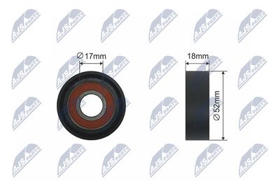Tensioner Pulley, V-ribbed belt NTY RNK-FR-024