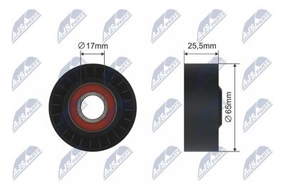 Tensioner Pulley, V-ribbed belt NTY RNK-FR-025
