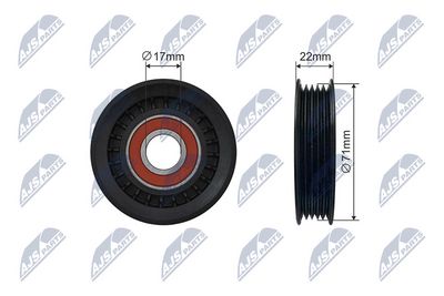 Tensioner Pulley, V-ribbed belt NTY RNK-FR-057
