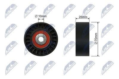 Tensioner Pulley, V-ribbed belt NTY RNK-FR-058
