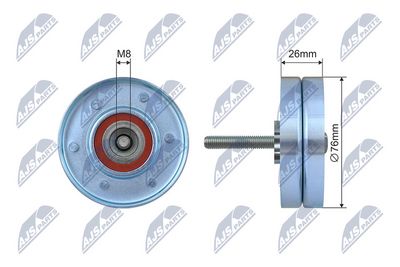 Tensioner Pulley, V-ribbed belt NTY RNK-FR-065