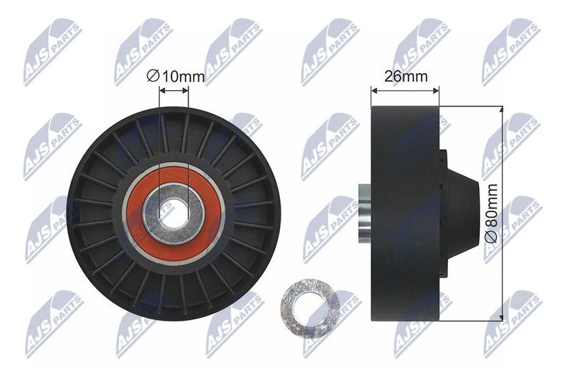NTY RNK-FT-000 Deflection/Guide Pulley, V-ribbed belt