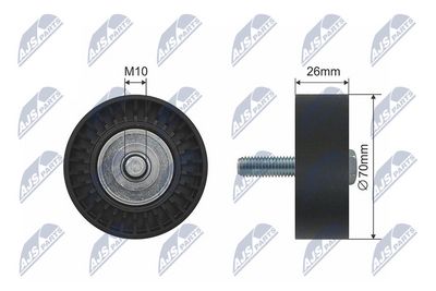Deflection/Guide Pulley, V-ribbed belt NTY RNK-FT-006