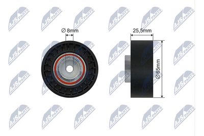 Tensioner Pulley, V-ribbed belt NTY RNK-FT-018