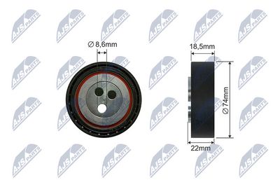 Tensioner Pulley, V-ribbed belt NTY RNK-FT-020