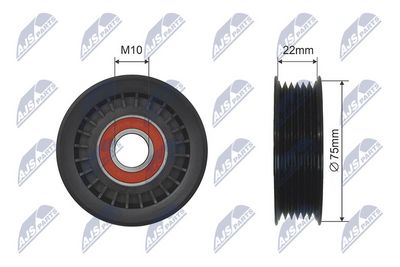 Deflection/Guide Pulley, V-ribbed belt NTY RNK-HD-013