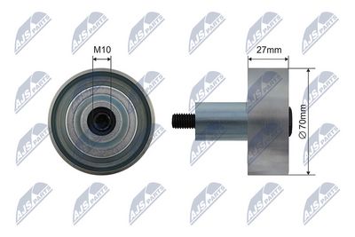 Tensioner Pulley, V-ribbed belt NTY RNK-HD-027