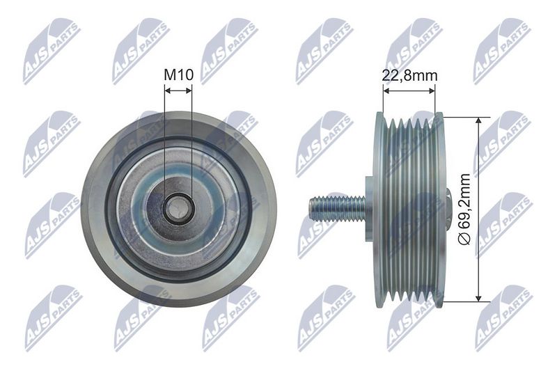 NTY RNK-HY-511 Deflection/Guide Pulley, V-ribbed belt