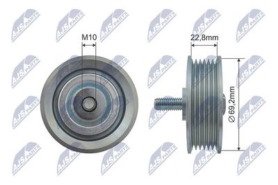 Deflection/Guide Pulley, V-ribbed belt NTY RNK-HY-511