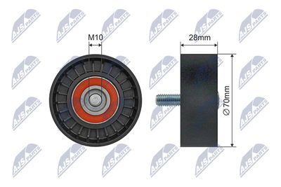 Tensioner Pulley, V-ribbed belt NTY RNK-HY-520