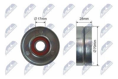 Tensioner Pulley, V-ribbed belt NTY RNK-KA-004