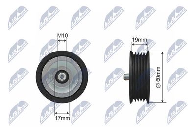Deflection/Guide Pulley, V-ribbed belt NTY RNK-KA-008