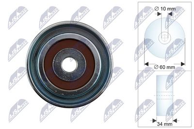 Tensioner Pulley, V-ribbed belt NTY RNK-KA-017