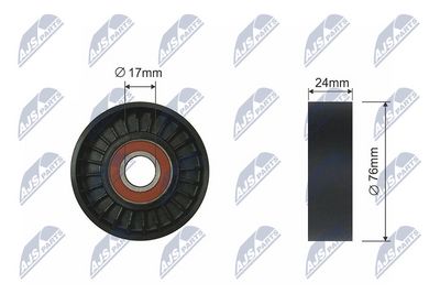 Tensioner Pulley, V-ribbed belt NTY RNK-LR-010