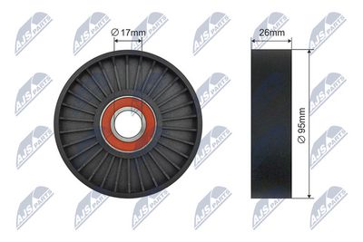 Tensioner Pulley, V-ribbed belt NTY RNK-LR-016