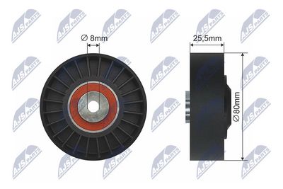 Deflection/Guide Pulley, V-ribbed belt NTY RNK-ME-003