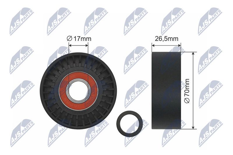 NTY RNK-ME-004 Tensioner Pulley, V-ribbed belt