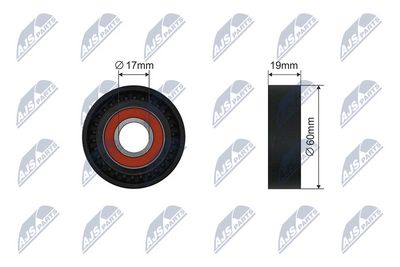 Tensioner Pulley, V-ribbed belt NTY RNK-ME-041