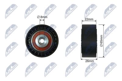 Tensioner Pulley, V-ribbed belt NTY RNK-ME-044