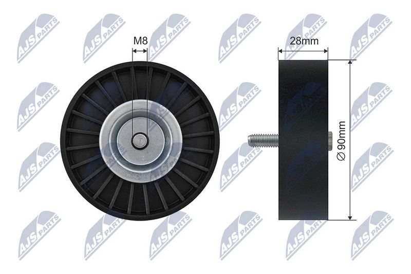 NTY RNK-ME-046 Tensioner Pulley, V-ribbed belt