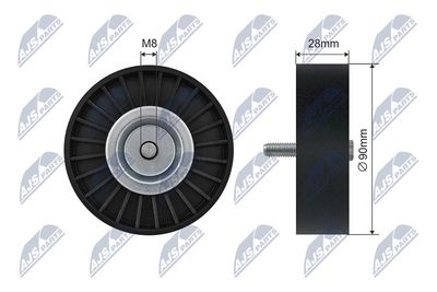 Tensioner Pulley, V-ribbed belt NTY RNK-ME-046