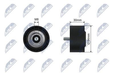 Tensioner Pulley, V-ribbed belt NTY RNK-ME-048