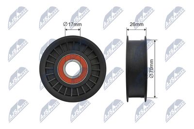 Tensioner Pulley, V-ribbed belt NTY RNK-ME-051