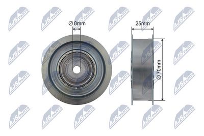 Tensioner Pulley, V-ribbed belt NTY RNK-ME-052