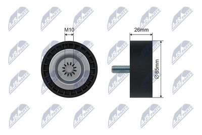 Tensioner Pulley, V-ribbed belt NTY RNK-ME-054