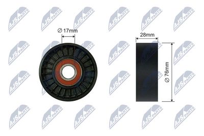 Tensioner Pulley, V-ribbed belt NTY RNK-ME-055