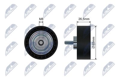 Tensioner Pulley, V-ribbed belt NTY RNK-ME-062