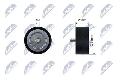 Tensioner Pulley, V-ribbed belt NTY RNK-ME-063