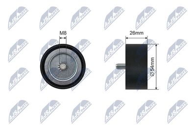 Tensioner Pulley, V-ribbed belt NTY RNK-ME-064