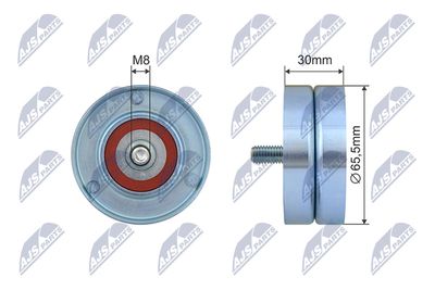 Tensioner Pulley, V-ribbed belt NTY RNK-ME-068