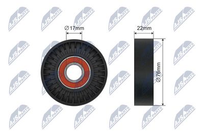 Tensioner Pulley, V-ribbed belt NTY RNK-ME-078