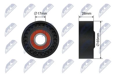 Tensioner Pulley, V-ribbed belt NTY RNK-ME-084