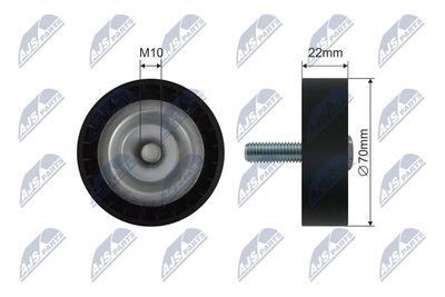 Deflection/Guide Pulley, V-ribbed belt NTY RNK-ME-088