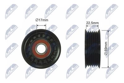 Tensioner Pulley, V-ribbed belt NTY RNK-MZ-008