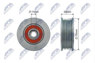 Tensioner Pulley, V-ribbed belt NTY RNK-MZ-019