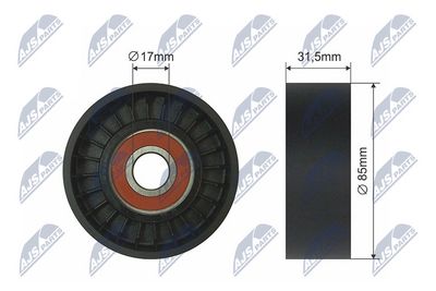 Tensioner Pulley, V-ribbed belt NTY RNK-NS-039