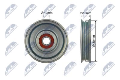 Tensioner Pulley, V-ribbed belt NTY RNK-NS-043