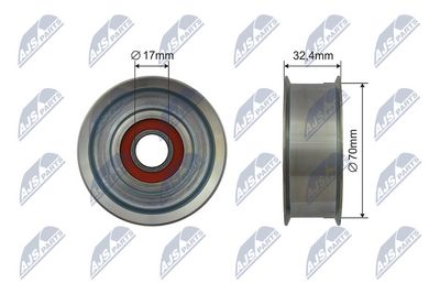 Tensioner Pulley, V-ribbed belt NTY RNK-NS-045